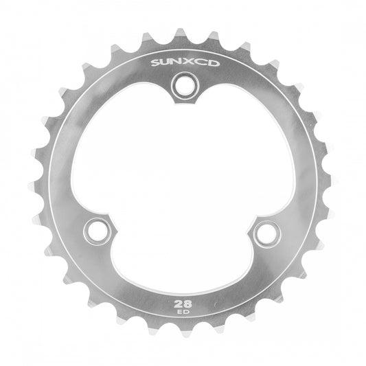 SunXCD Chainring, 74mm 3-Bolt, 3/32, 28T, Alloy, Silver