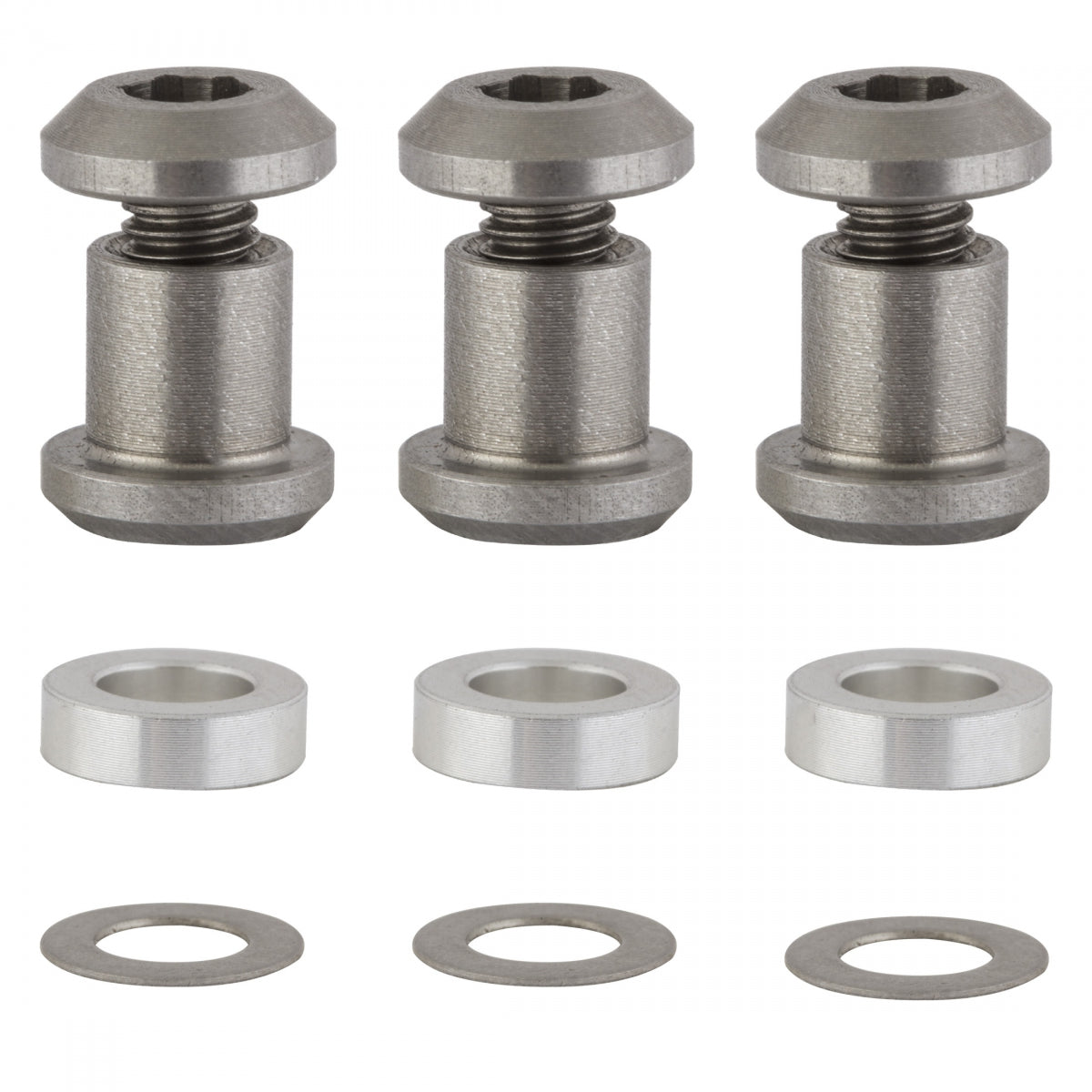 SunXCD DBL Chainring Bolts, Silver, Set of 3