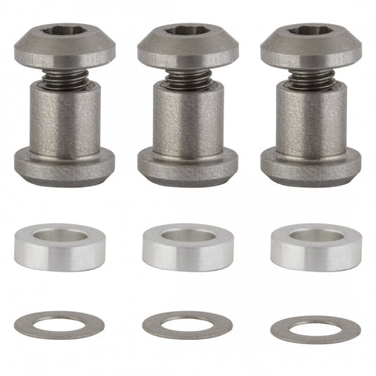 SunXCD DBL Chainring Bolts, Silver, Set of 3