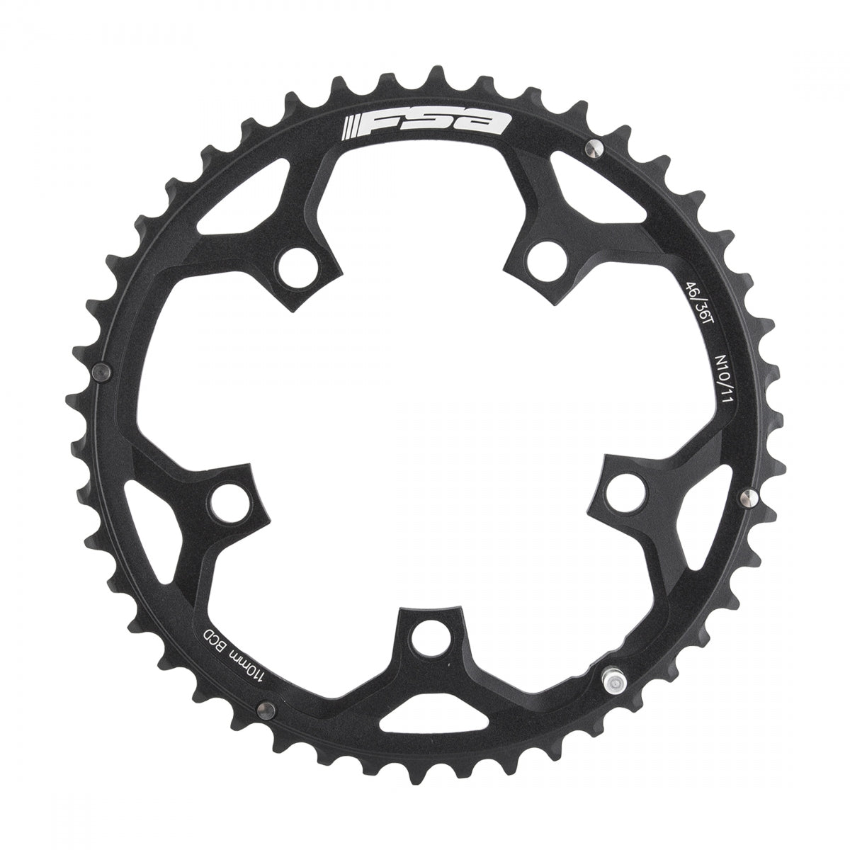 FSA Pro Road Chainring, 110mm x 46T, 5-Bolt, 10-11sp, Alloy, Black