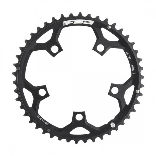 FSA Pro Road Chainring, 110mm x 46T, 5-Bolt, 10-11sp, Alloy, Black