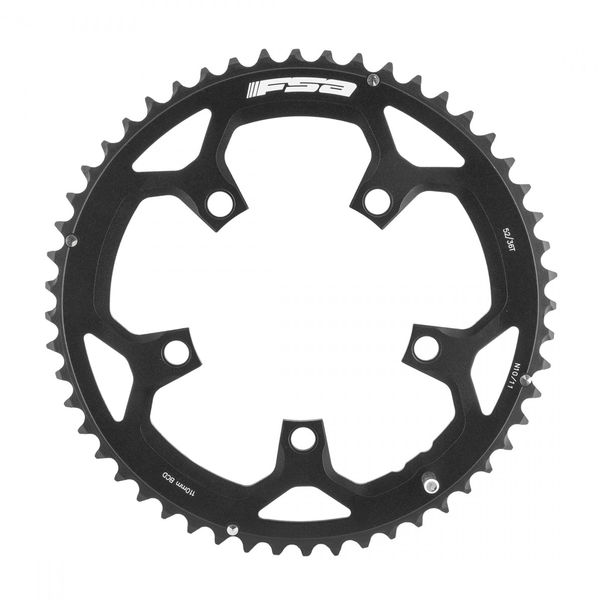 FSA Pro Road Chainring, 110mm x 52T, 5-Bolt, 10-11sp, Alloy, Black