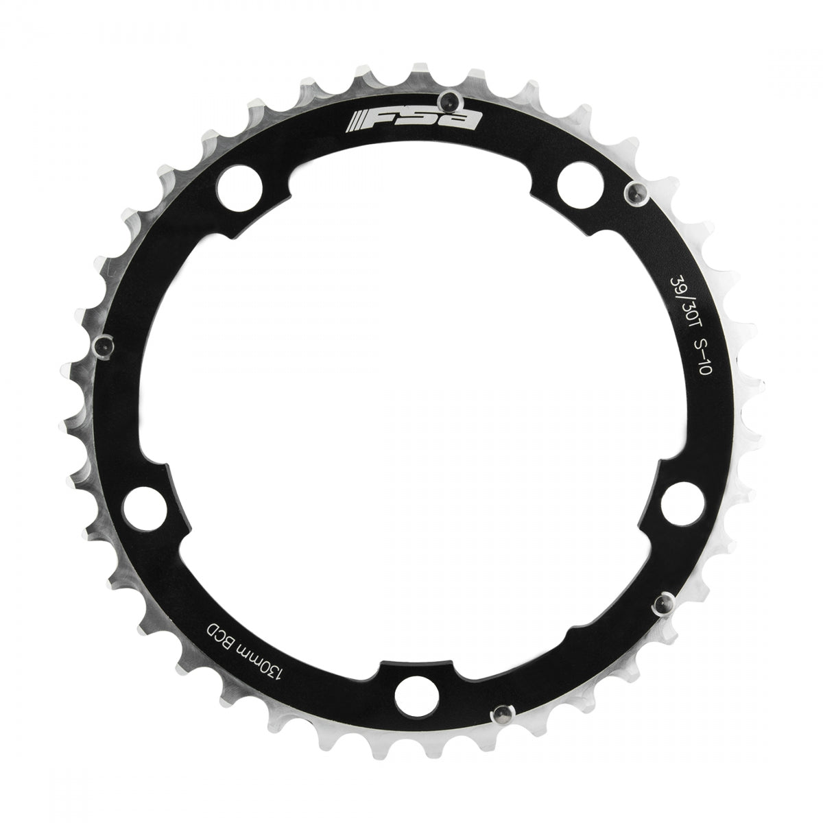 FSA Pro Road Chainring, 130mm x 39T, 5-Bolt, 10sp Triple, Alloy, Black