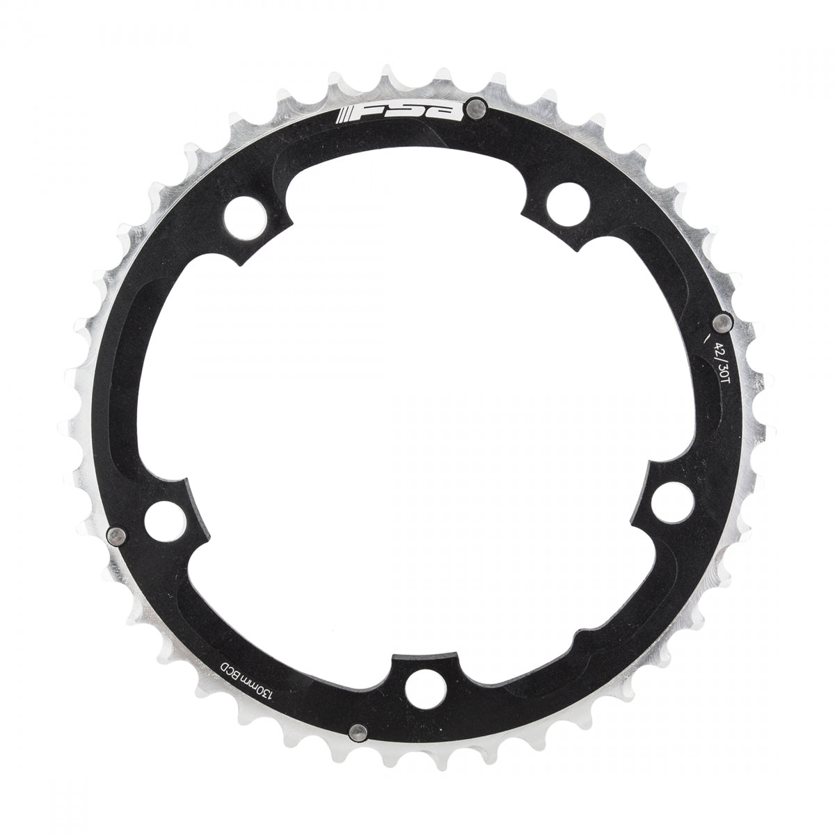 FSA Pro Road Chainring, 130mm x 42T, 5-Bolt, 9-10sp Triple, Black