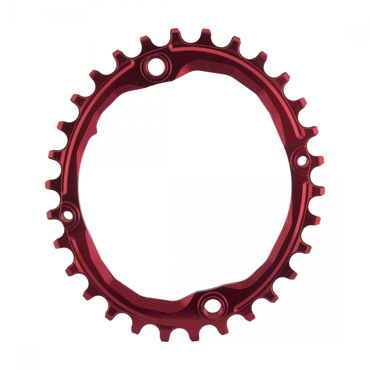 AbsoluteBLACK Oval 104 BCD N/W Chainring, 104mm 4-Bolt, 30T,Â Red