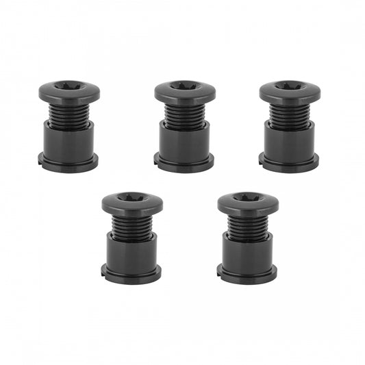 AbsoluteBLACK Single-Ring Alloy Chainring Bolts, Long, Black, Set of 5