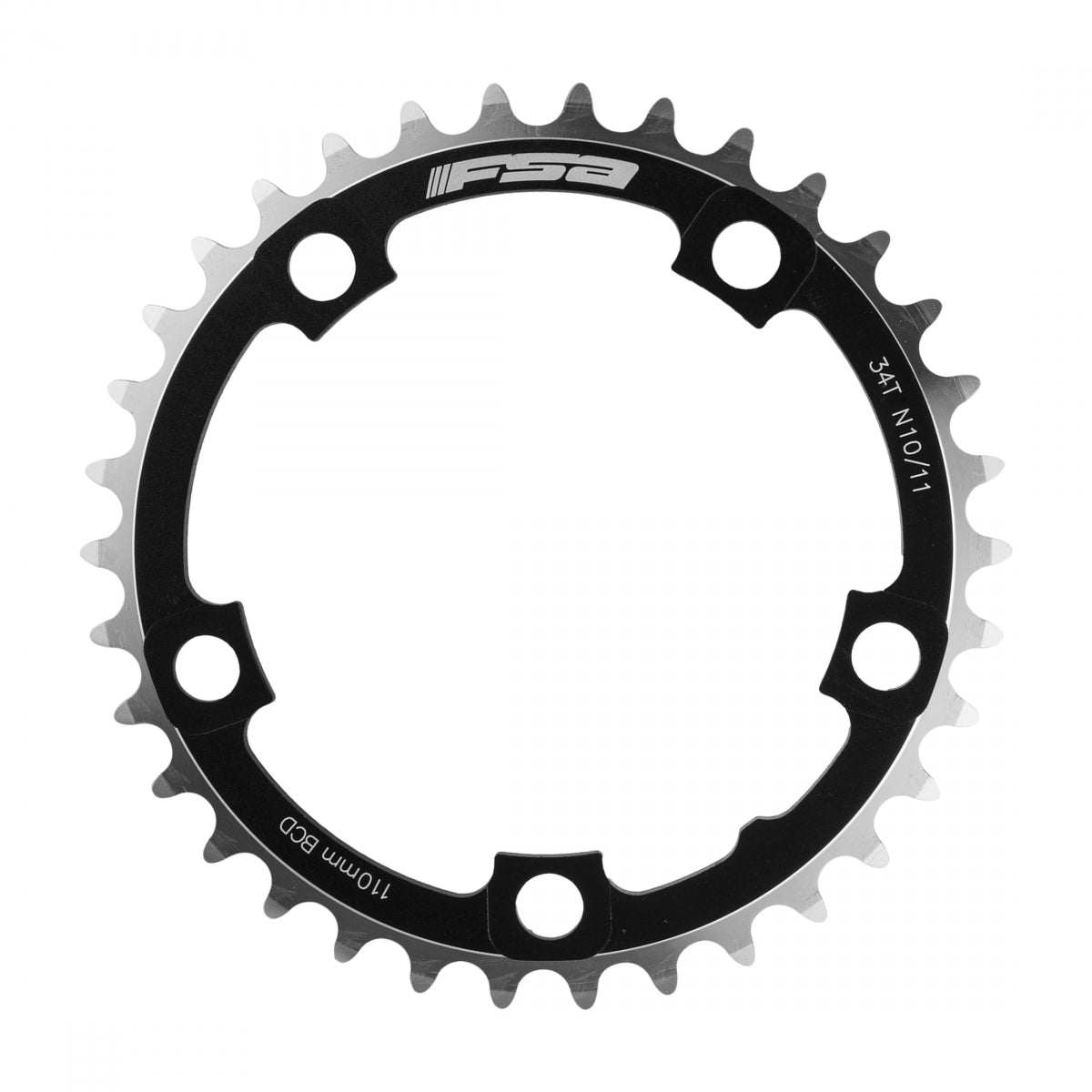 FSA WB290 Pro Road Chainring, 110mm x 34T, 5-Bolt, Alloy, Black
