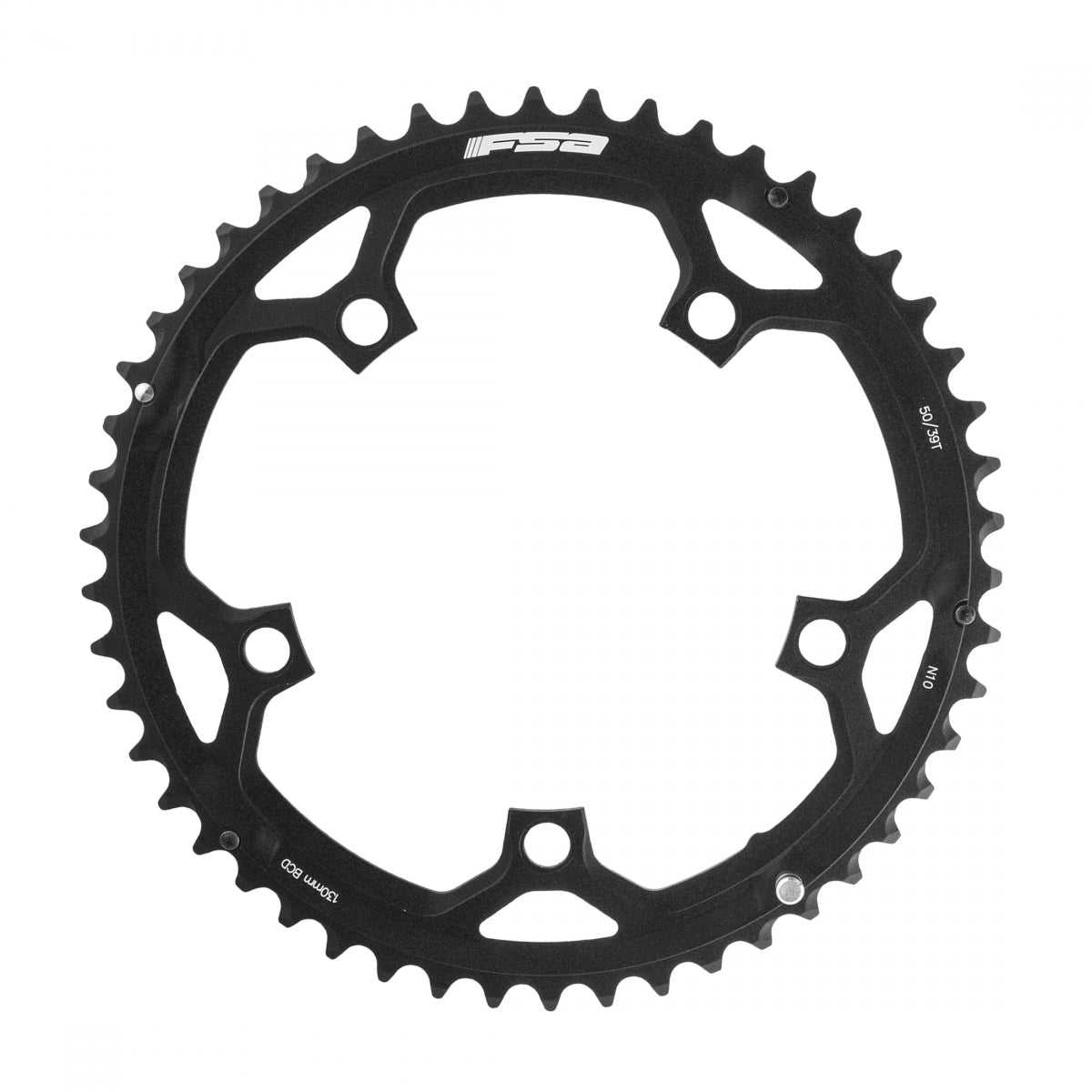 FSA WA461 Pro Road Chainring, 130mm x 50T, 5-Bolt, 10sp, Alloy, Black
