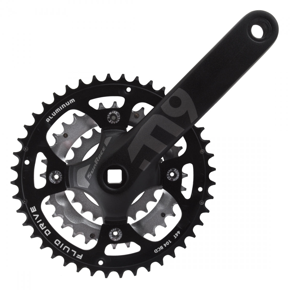 SUNRACE Fcm914 175mm 44/32/22T 9-Speed Square Taper Crankset Black