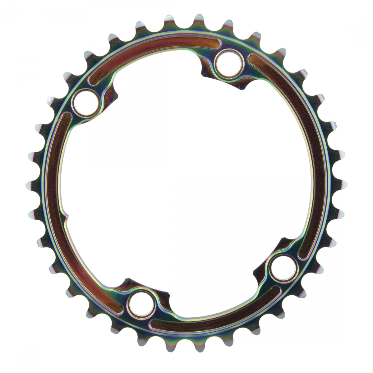 Chainring Absoluteblack Oval 110Mm 34T 4B Asymmetric 2X Oil-Slick