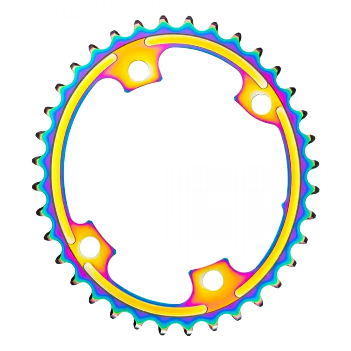 Chainring Absoluteblack Oval 110Mm 39T 4B Asymmetric 2X Oil-Slick