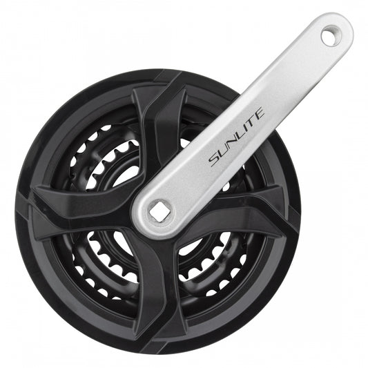 SUNLITE City 175mm 48/38/28T 7/8-Speed Square Taper Crankset Black