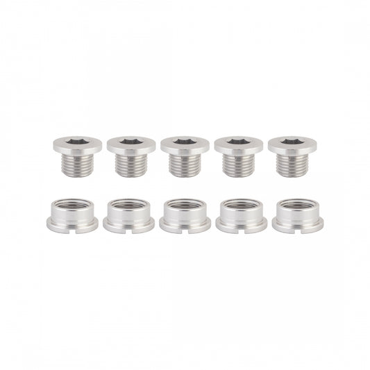 Origin8 Single-Ring Alloy Chainring Bolts, Silver, Set of 5