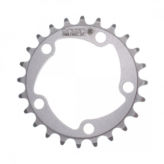 Origin8 Alloy Blade Chainring, 74mm, 5-Bolt, 24T, Silver