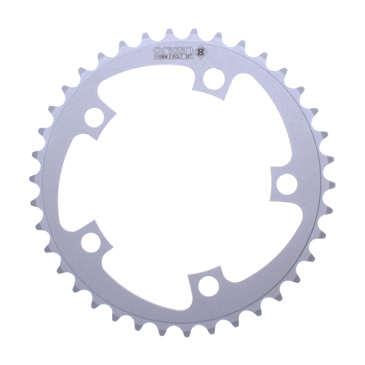 Origin8 Alloy Blade Chainring, 110mm, 5-Bolt, 38T, Silver