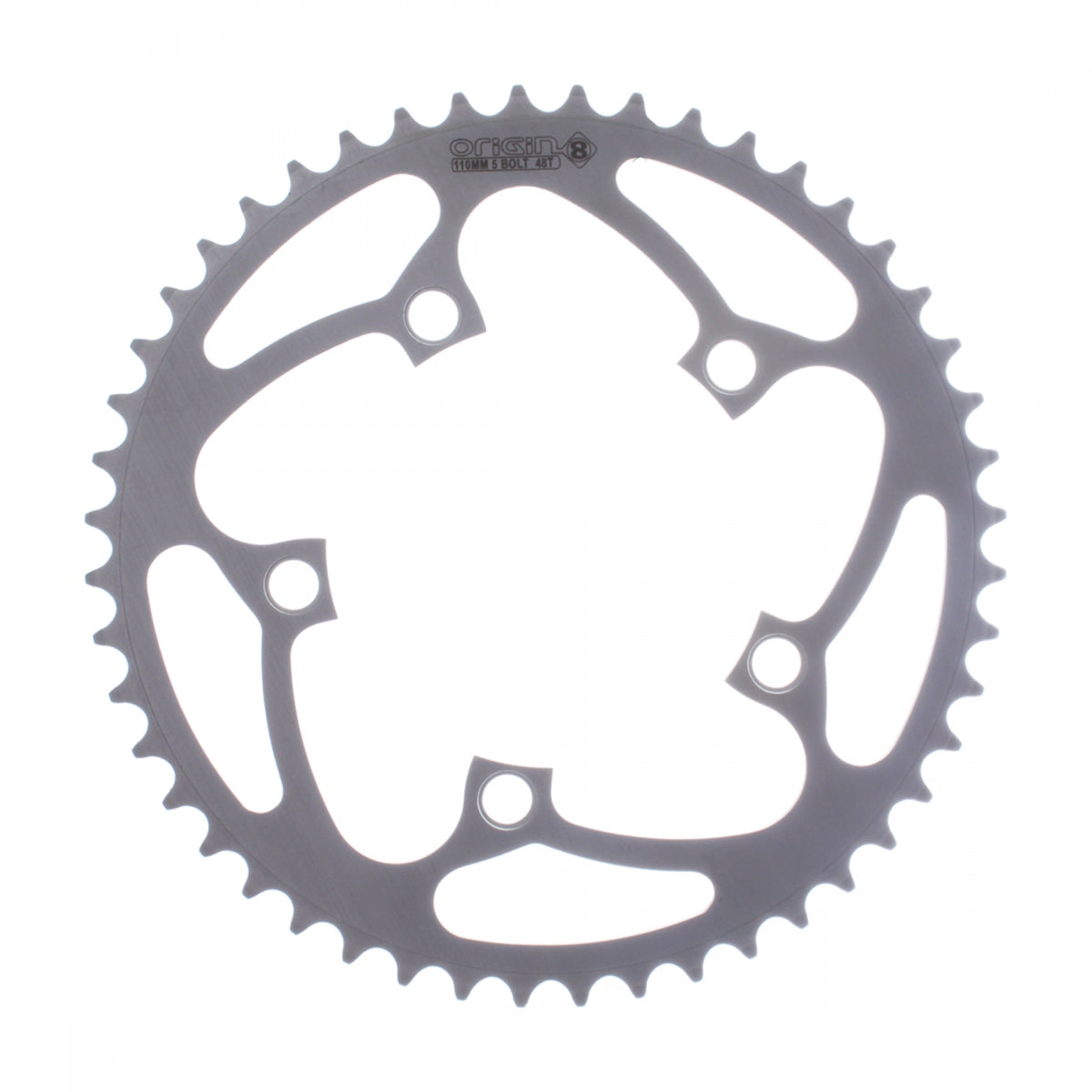 Origin8 Alloy Blade Chainring, 110mm, 5-Bolt, 48T, Silver