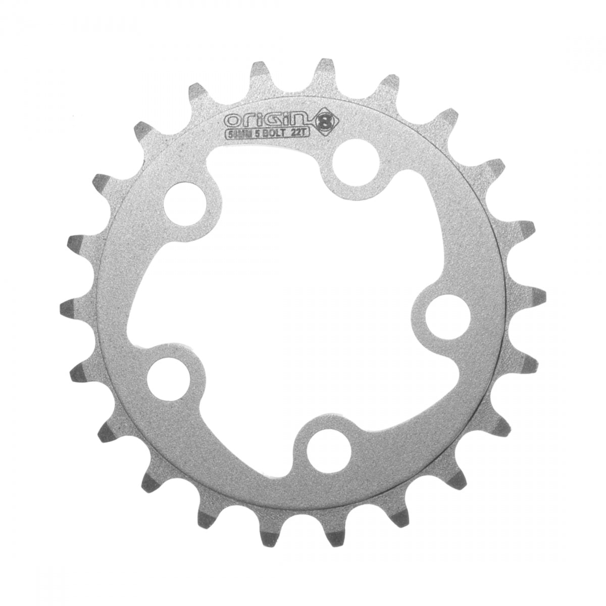 Origin8 Alloy Blade Chainring, 58mm, 5-Bolt, 22T, Silver