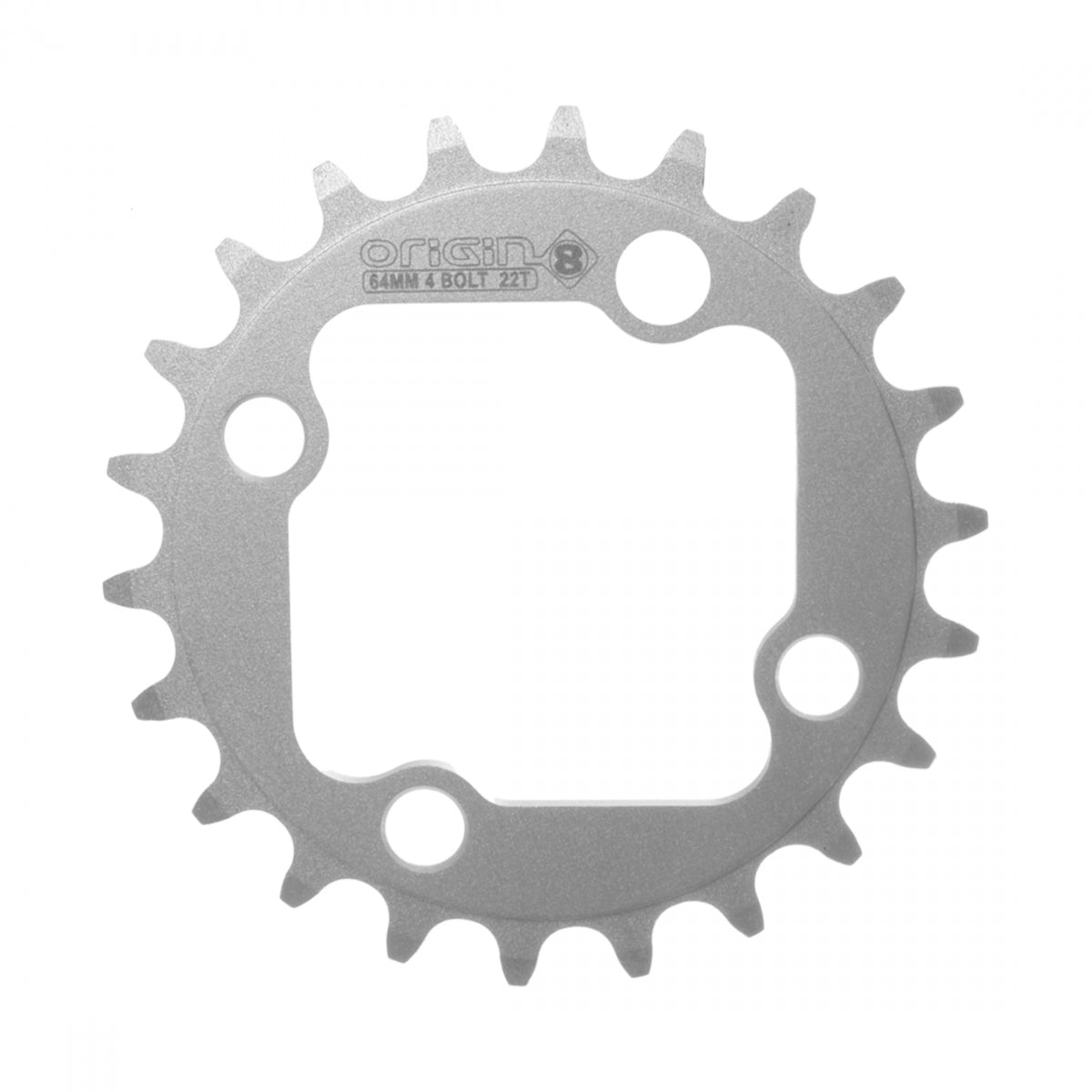 Origin8 Alloy Blade Chainring, 64mm, 4-Bolt, 22T, Silver