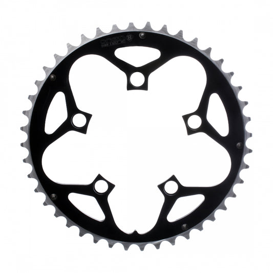 Origin8 Alloy Ramped Chainring, 130mm, 5-Bolt, 53T, Black/Silver