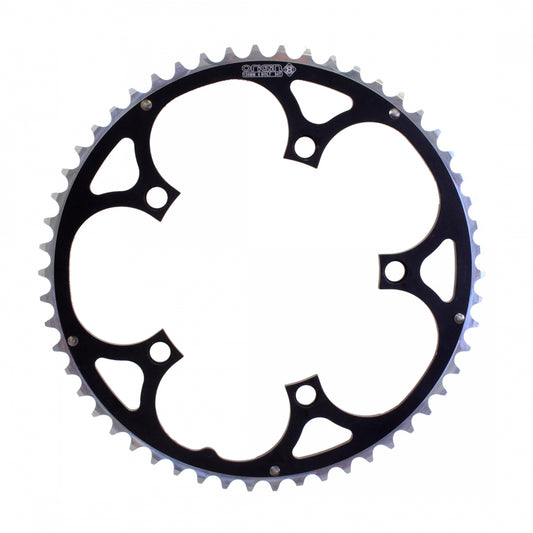 Origin8 Alloy Ramped Chainring, 130mm, 5-Bolt, 54T, Black/Silver