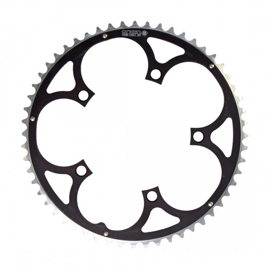 Origin8 Alloy Ramped Chainring, 130mm, 5-Bolt, 56T, Black/Silver