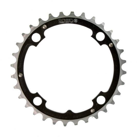 Origin8 Alloy Ramped Chainring, 104mm, 4-Bolt, 32T, Black/Silver