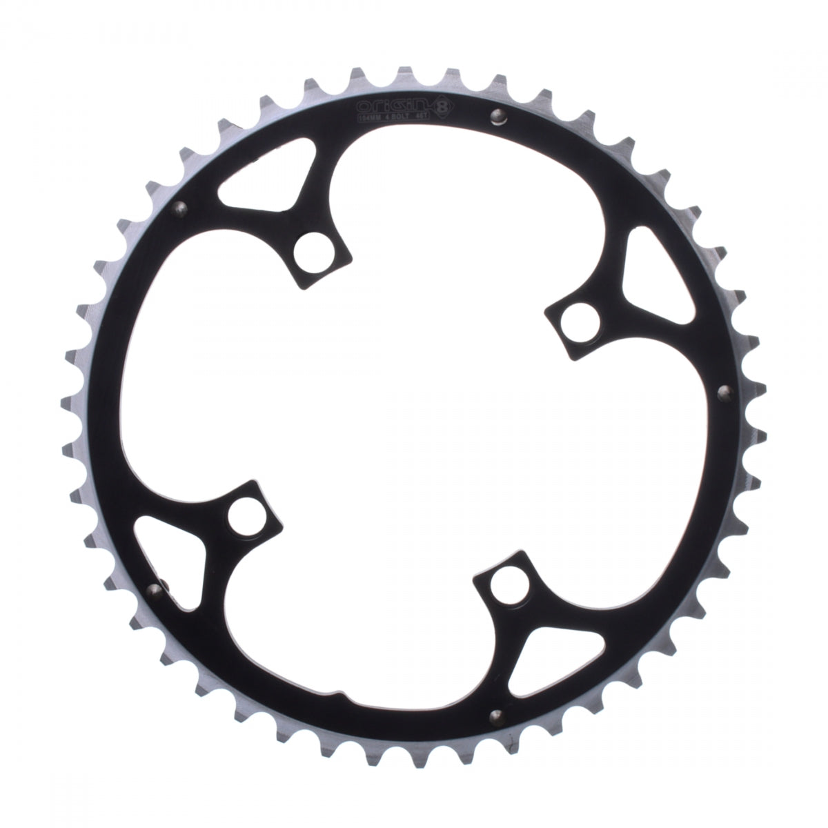Origin8 Alloy Ramped Chainring, 104mm, 4-Bolt, 42T, Black/Silver