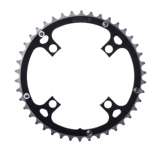 Origin8 Alloy Ramped Chainring, 104mm, 4-Bolt, 46T, Black/Silver
