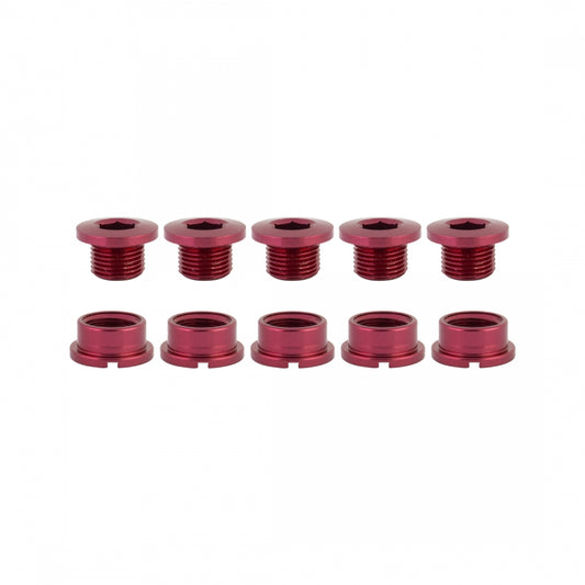 Origin8 Single Chainring Bolts, Alloy, Red, Set of 5
