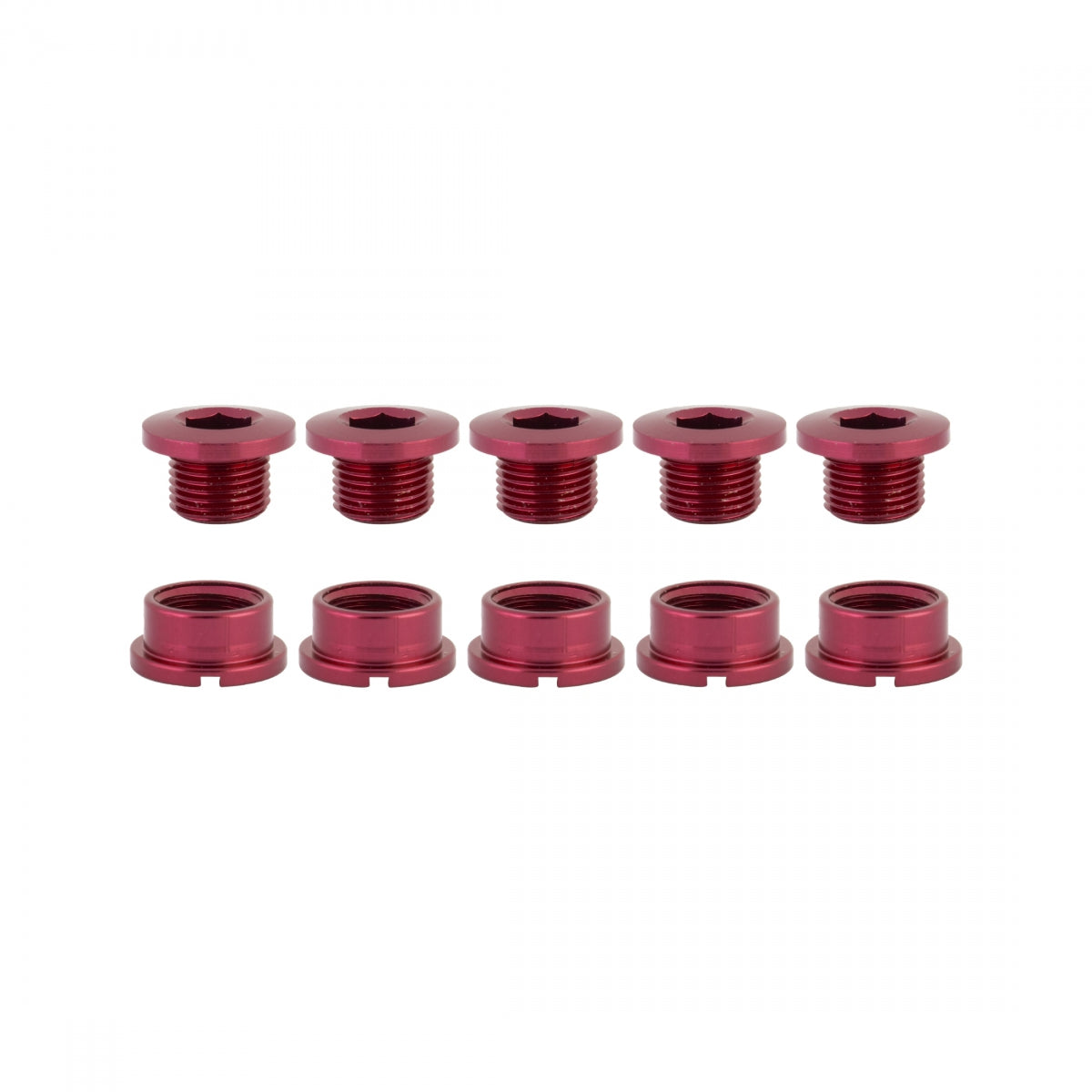 Origin8 Single Chainring Bolts, Alloy, Red, Set of 5