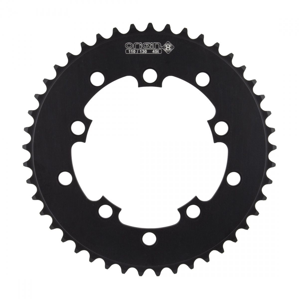 Origin8Â Single Speed Chainring, 10H, 45T, 110mm/130mm Mount, 1/2" x 3/32", Black