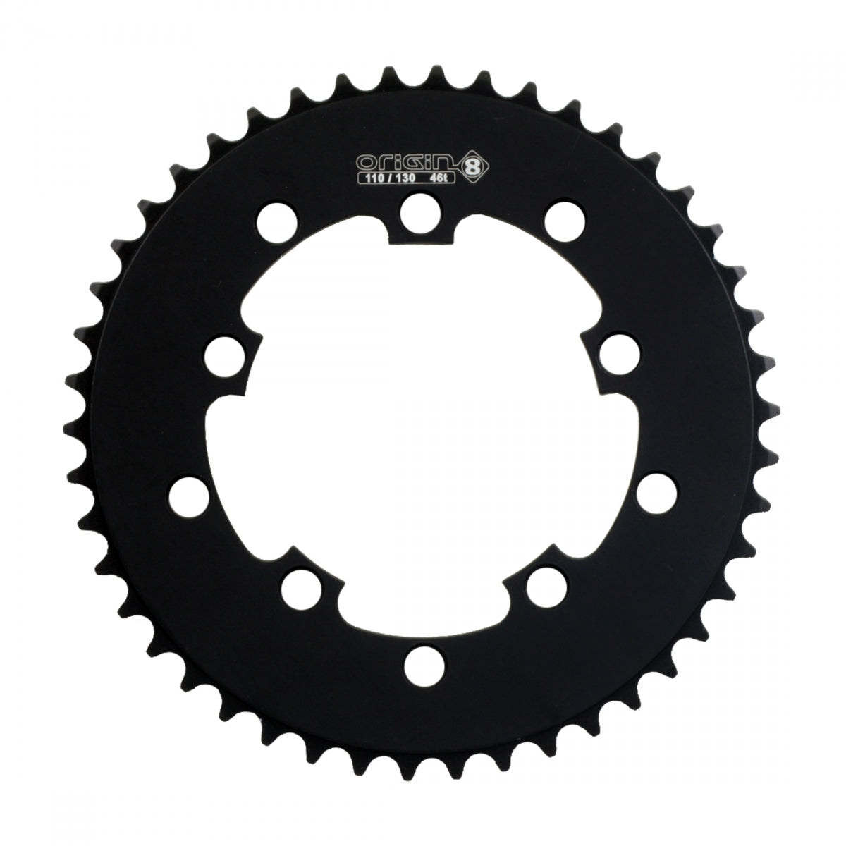 Origin8Â Single Speed Chainring, 10H, 46T, 110mm/130mm Mount, 1/2" x 3/32", Black