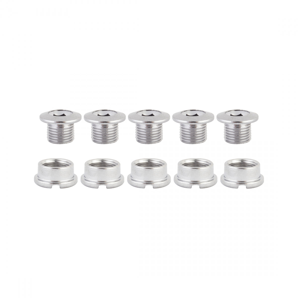 Sunlite Single-Ring Chainring Bolts, Steel, Chrome Plated, Bag of 5