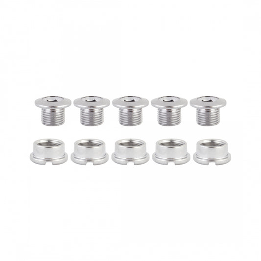 Sunlite Single-Ring Chainring Bolts, Steel, Chrome Plated, Bag of 5