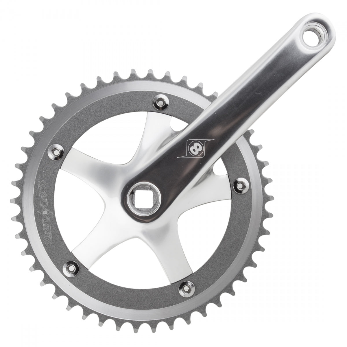 Origin8 Alloy Triple Crank Arm Set – 155mm, 113.5mm JIS Square Taper, Silver