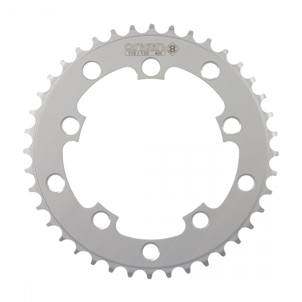 Origin8Â Single Speed Chainring, 10H, 40T, 110mm/130mm Mount, 1/2" x 3/32", Silver