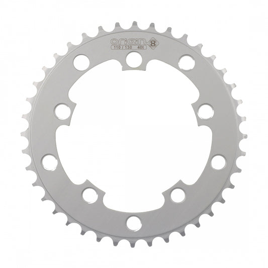 Origin8Â Single Speed Chainring, 10H, 40T, 110mm/130mm Mount, 1/2" x 3/32", Silver