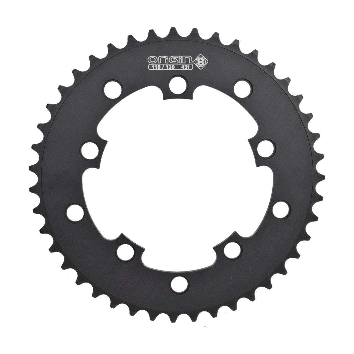 Origin8Â Single Speed Chainring, 10H, 43T, 110mm/130mm Mount, 1/2" x 3/32", Black