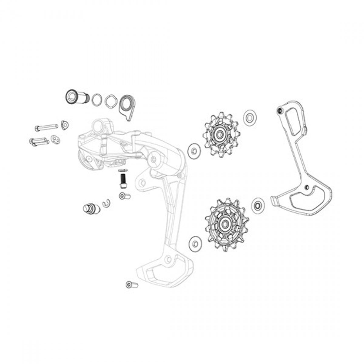 Der Part Sram Pulley Cover Kit Xxsl Eagle Axs W/Hardware Uppr & Lowr Outer Link W/Bushings/Bolts Bk T-Type