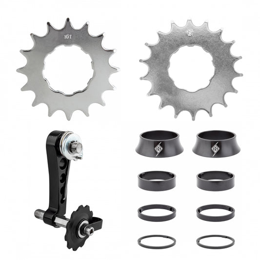 Origin8 Single Speed Conversion Kit with Conical Spacers, Chain Guide, and 16T & 18T Cogs