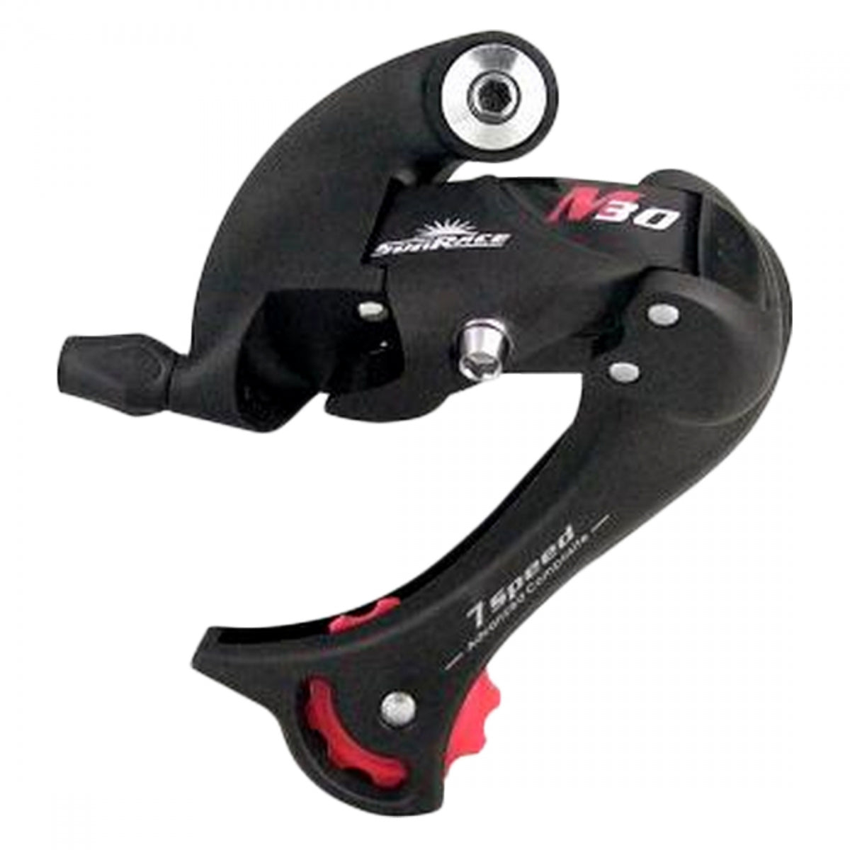 SunRace RD-M37 SGS Rear Derailleur with Removable Hanger, Direct Mount, 7-Speed, Black