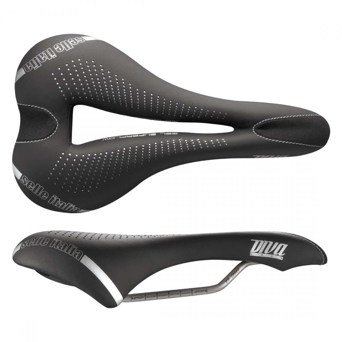 Selle Italia S I Diva Superflow L 152Mmx270Mm Comfort Ti Rail Saddle Black