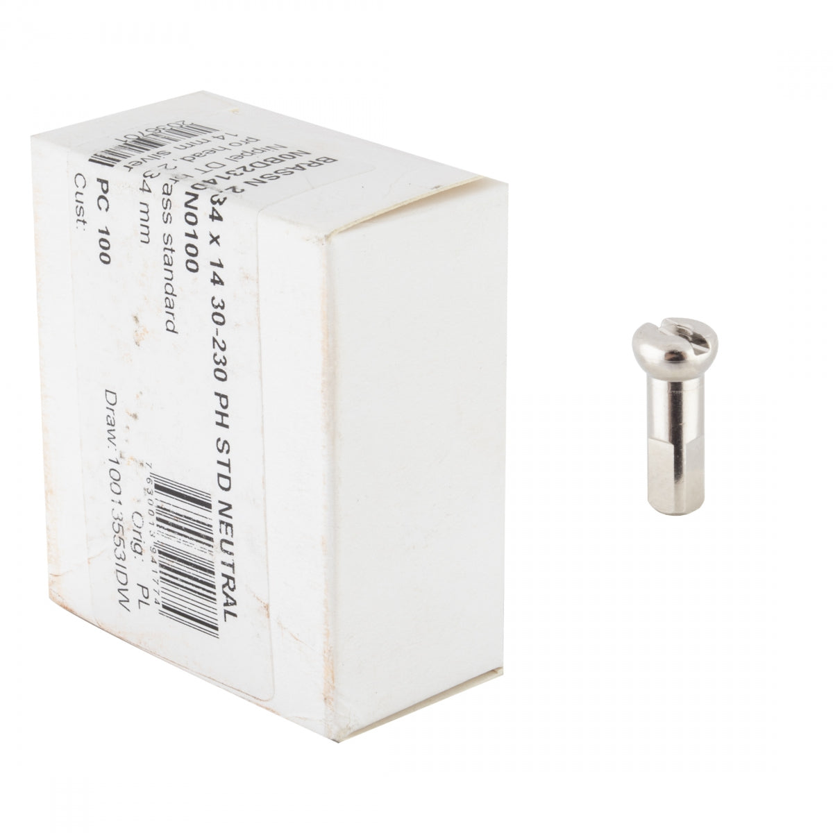 Spoke Nipple Dt Brass 2.34X14Mm Prohead Silver Bxof100