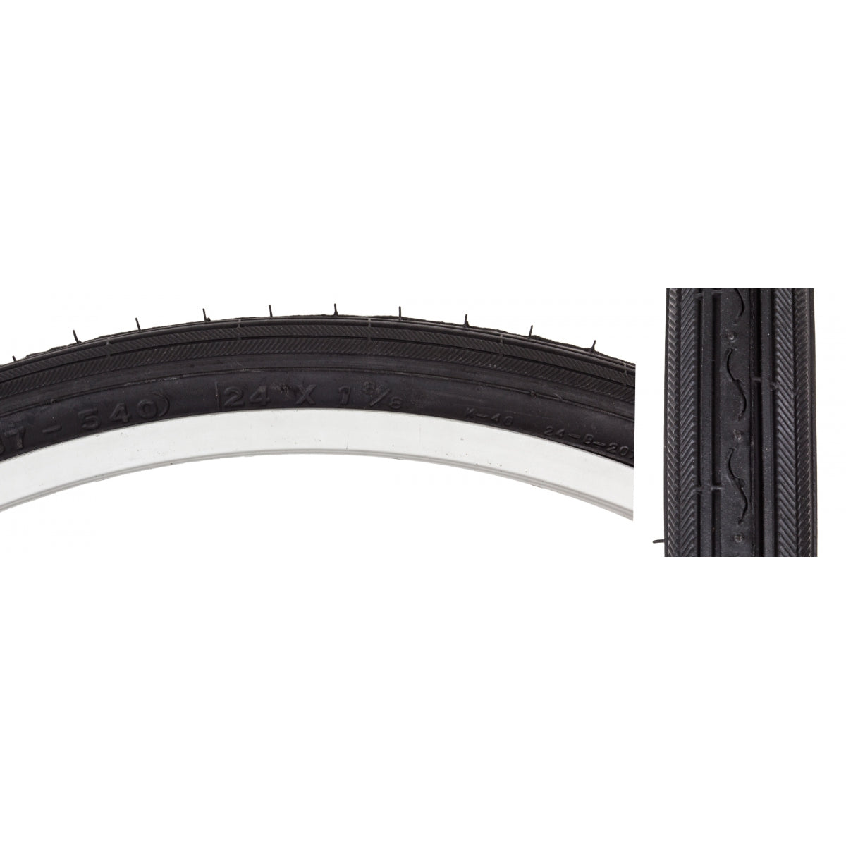 Tire Sunlite 24X1-3/8 Black/Bk Rd K40 Wire