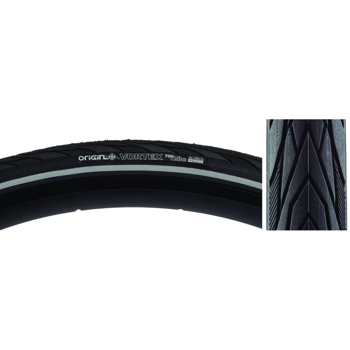 Tire Origin8 Vortex 700X28 Wire Belt Black/Bk/Ref