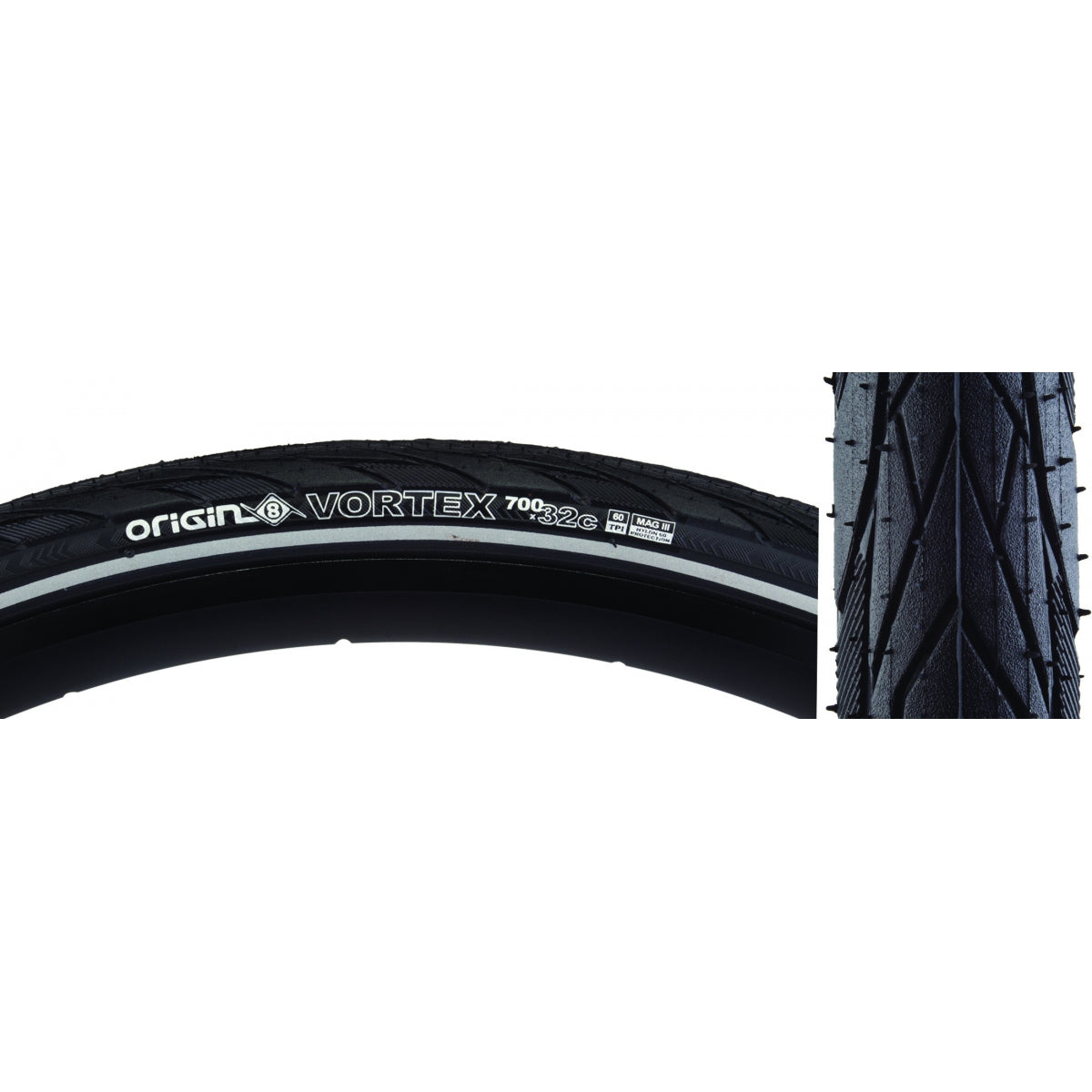 Tire Origin8 Vortex 700X32 Wire Belt Black/Bk/Ref