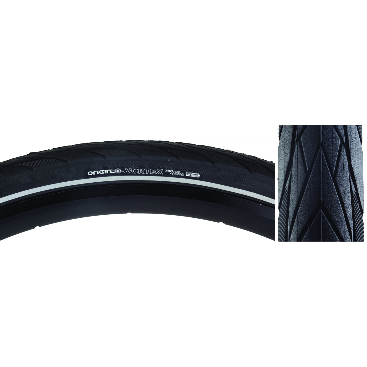Tire Origin8 Vortex 700X35 Wire Belt Black/Bk/Ref