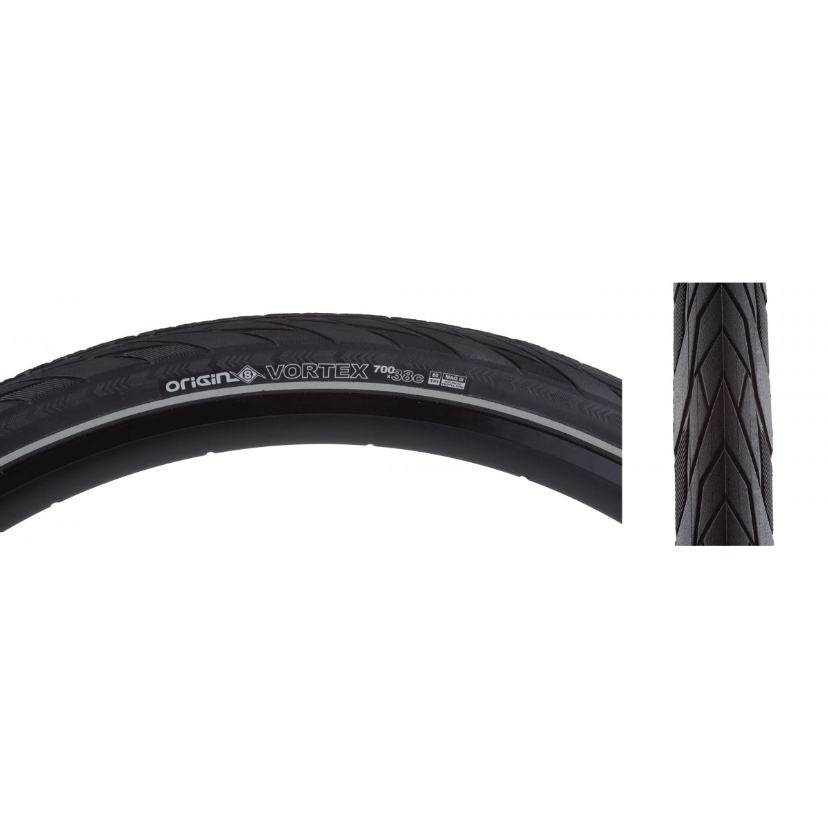 Tire Origin8 Vortex 700X38 Wire Belt Black/Bk/Ref