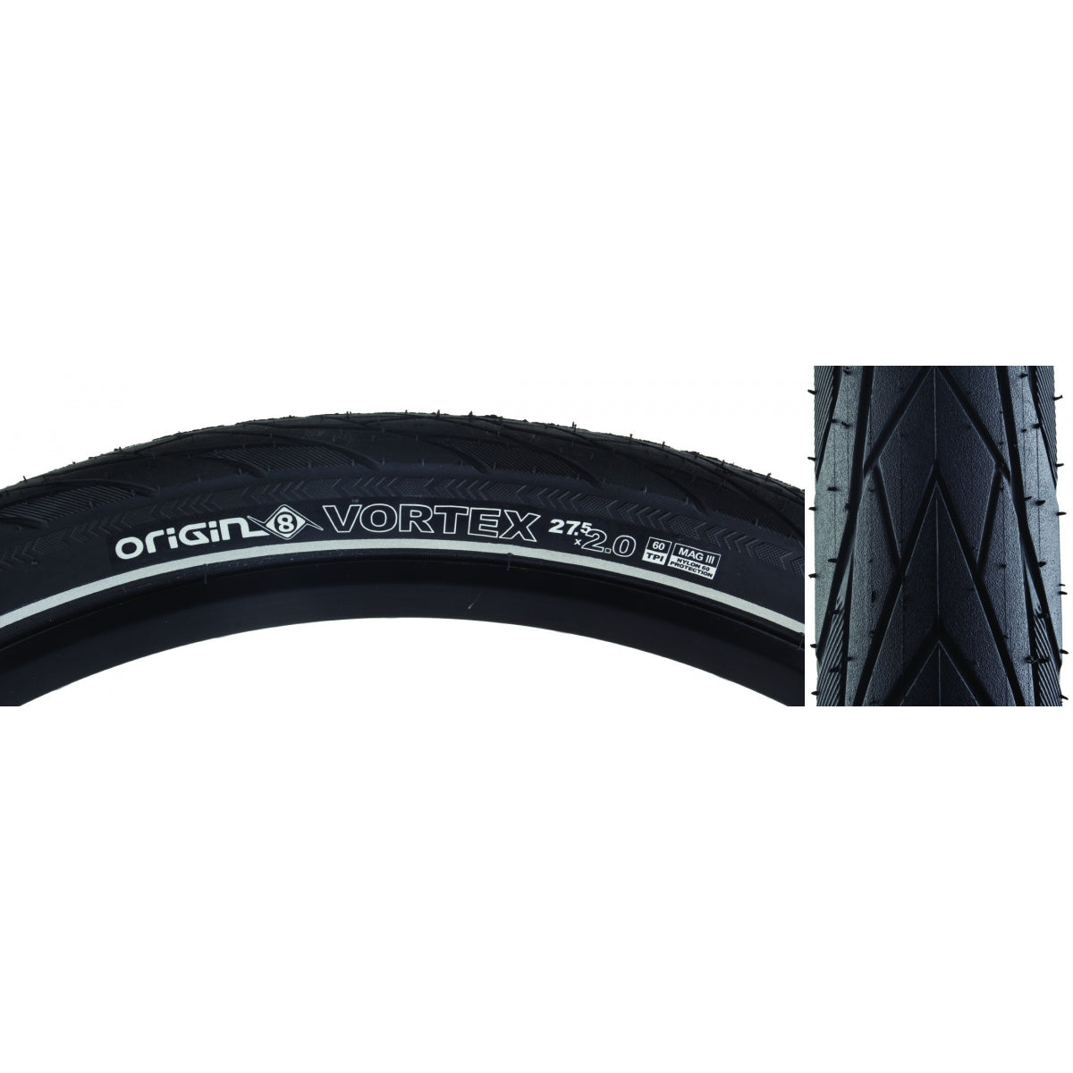 Tire Origin8 Vortex 27.5X2.00 Wire Belt Black/Bk/Ref