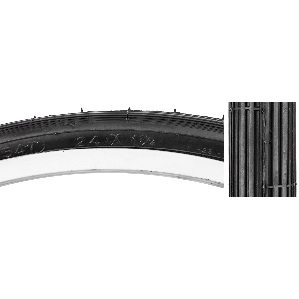 Tire Sunlite 24X1-1/4 S5/6 Black/Bk Street K23 Wire